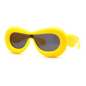 Novelty Chunky Yellow Frame Sunglasses Bold Funky Fashion Statement Shades Gafas